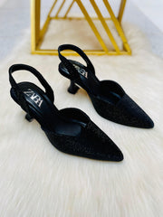 Zara Stone Embellished Heels